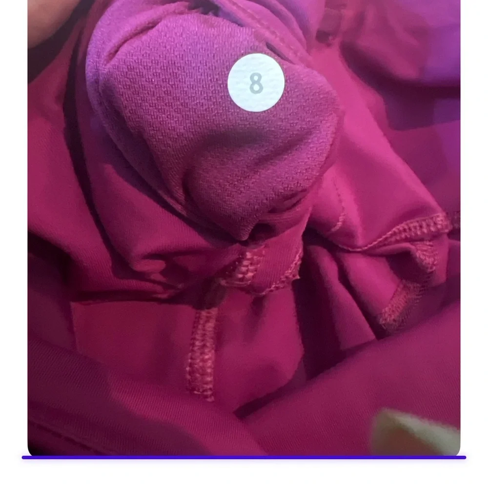 Lululemon Rush Hour Crop High‎ Rise Magenta Mesh Back Zip Pocket Leggings 8